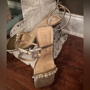 Betsey Johnson Metallic Heels with Pearls